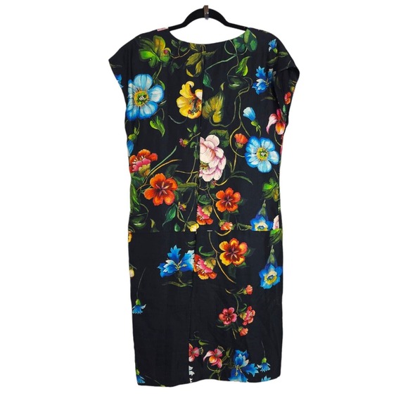 Biya Johnny Was Womens Dress Linen Black Red Blue Floral Drop Waist Shift Size S - Picture 2 of 10